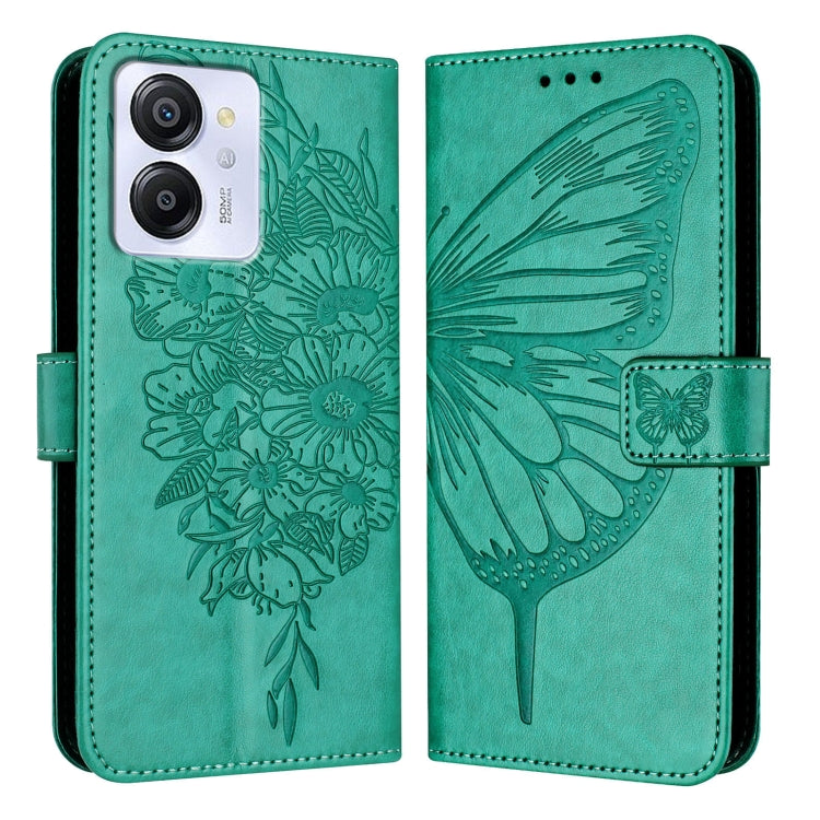 For Blackview Color 8 Embossed Butterfly Leather Phone Case(Green) - More Brand by PMC TechLife | Online Shopping South Africa | PMC TechLife | Buy Now Pay Later Mobicred