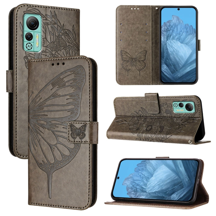 For Ulefone Note 14 Embossed Butterfly Leather Phone Case(Grey) - Ulefone Cases by PMC Jewellery | Online Shopping South Africa | PMC Jewellery | Buy Now Pay Later Mobicred