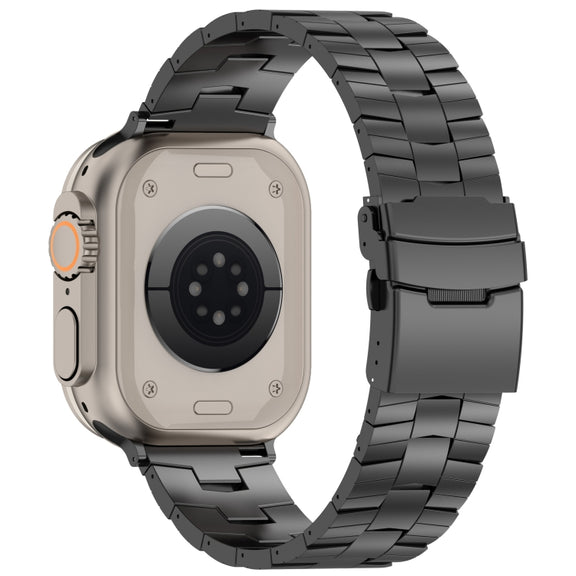 For Apple Watch Series 4 44mm Rice Ears Safety Buckle Titanium Alloy Watch Band(Black)