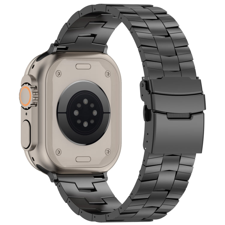 For Apple Watch Series 4 44mm Rice Ears Safety Buckle Titanium Alloy Watch Band(Black)