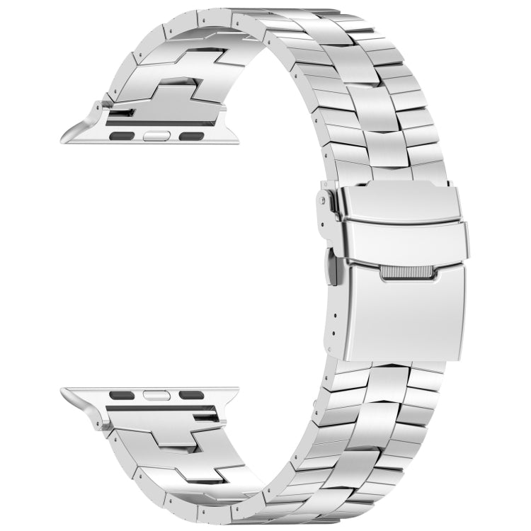 For Apple Watch Series 4 44mm Rice Ears Safety Buckle Titanium Alloy Watch Band(Silver)