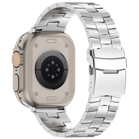 For Apple Watch Series 4 44mm Rice Ears Safety Buckle Titanium Alloy Watch Band(Silver)