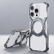 For iPhone 16 Pro Aluminum Alloy Frameless 360-Degree Rotating Phone Case(Grey)