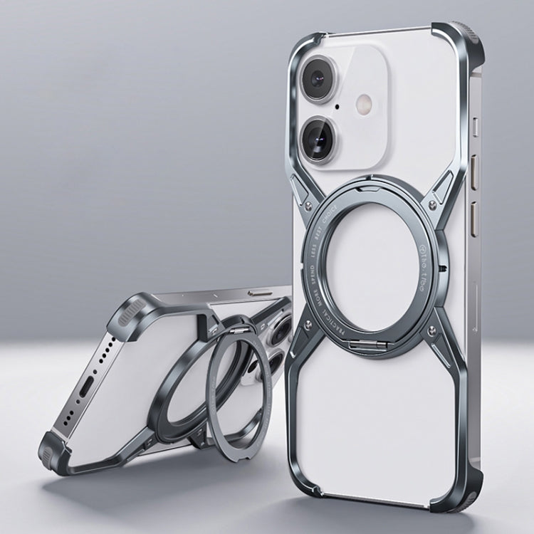 For iPhone 16 Aluminum Alloy Frameless 360-Degree Rotating Phone Case(Grey) - free shipping - PMc TechLife - Order now!