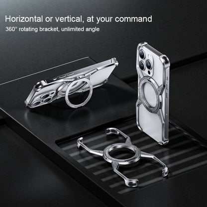 For iPhone 15 Pro Max Aluminum Alloy Frameless 360-Degree Rotating Phone Case(Silver) - free shipping - PMC Jewellery - Order now!