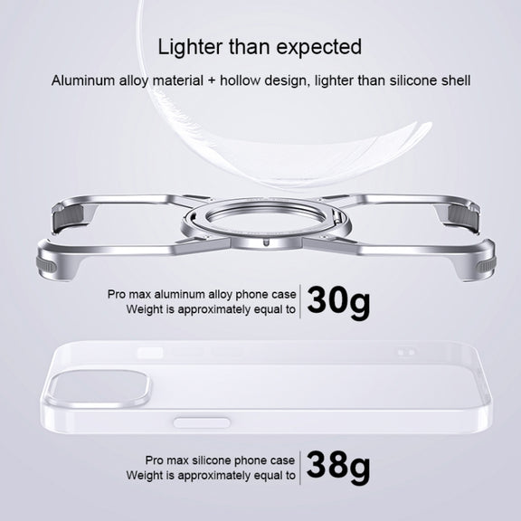 For iPhone 16 Pro Max Aluminum Alloy Frameless 360-Degree Rotating Phone Case(Silver)