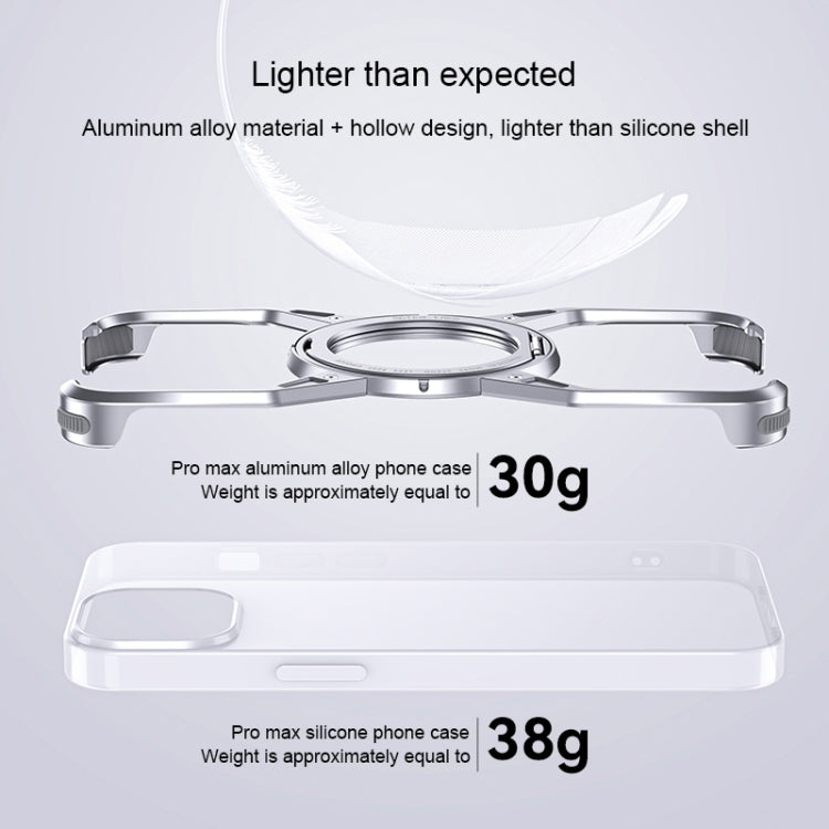 For iPhone 15 Pro Max Aluminum Alloy Frameless 360-Degree Rotating Phone Case(Grey)