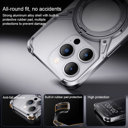 For iPhone 15 Pro Max Aluminum Alloy Frameless 360-Degree Rotating Phone Case(Silver) - free shipping - PMC Jewellery - Order now!