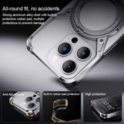 For iPhone 16 Pro Max Aluminum Alloy Frameless 360-Degree Rotating Phone Case(Silver)