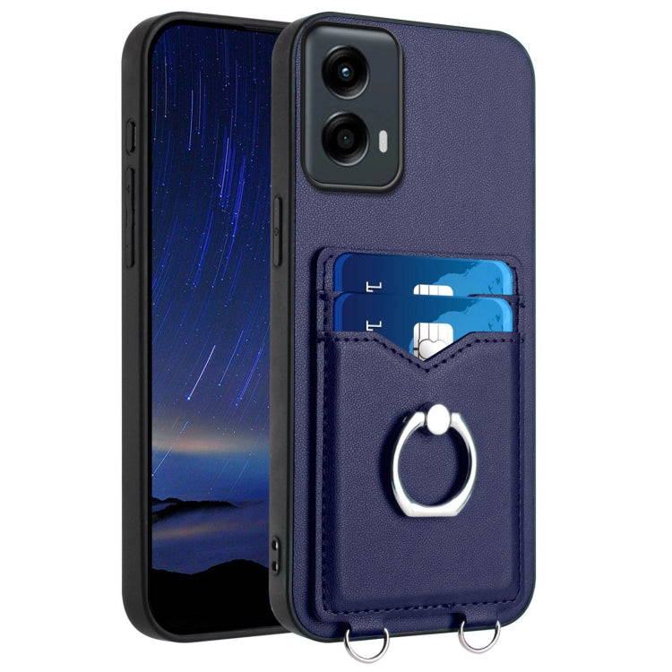 For Motorola Moto G Play 2024 5G R20 Ring Card Holder Phone Case(Blue) - free shipping - PMC Jewellery - Order now!