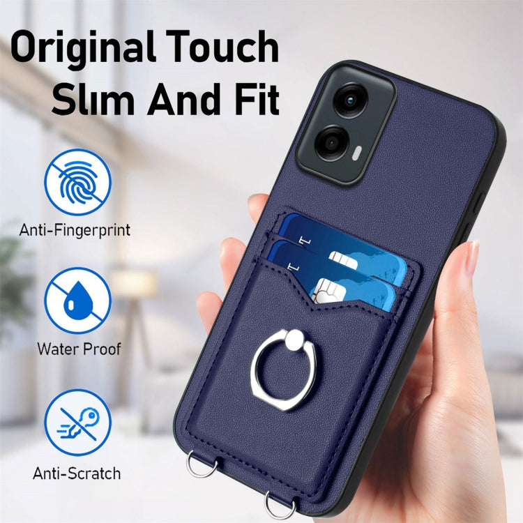 For Motorola Moto G Play 2024 5G R20 Ring Card Holder Phone Case(Blue)