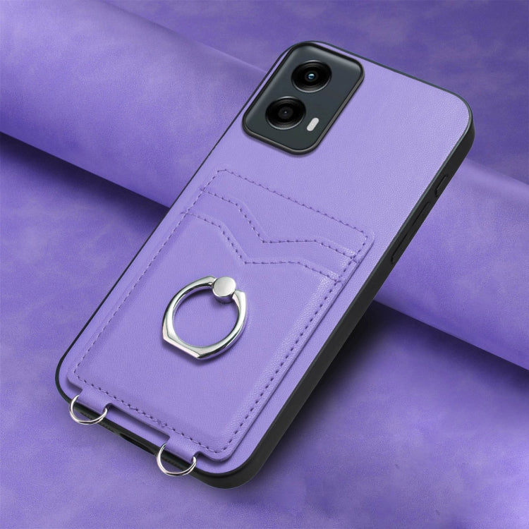 For Motorola Moto G Play 2024 5G R20 Ring Card Holder Phone Case(Purple)