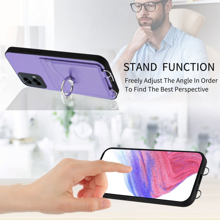 For Motorola Moto G Play 2024 5G R20 Ring Card Holder Phone Case(Purple)