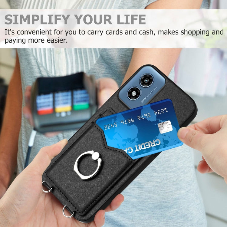 For Motorola Moto G Play 2024 4G R20 Ring Card Holder Phone Case(Black)