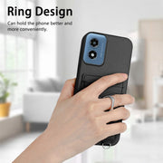 For Motorola Moto G Play 2024 4G R20 Ring Card Holder Phone Case(Black)