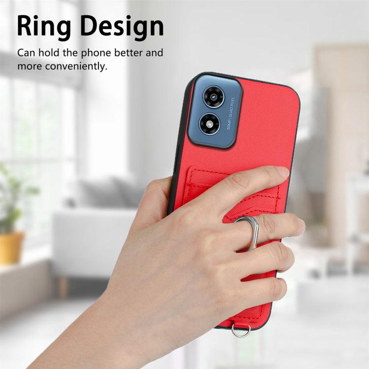 For Motorola Moto G Play 2024 4G R20 Ring Card Holder Phone Case(Red)