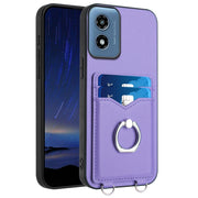 For Motorola Moto G Play 2024 4G R20 Ring Card Holder Phone Case(Purple)