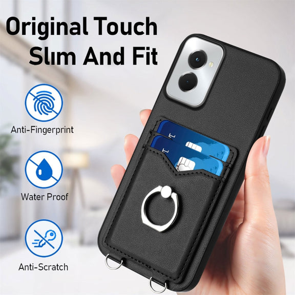For Motorola Moto G Power 5G 2024 R20 Ring Card Holder Phone Case(Black)