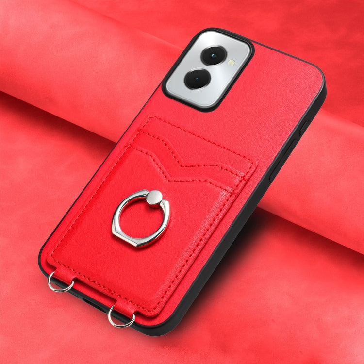 For Motorola Moto G Power 5G 2024 R20 Ring Card Holder Phone Case(Red)
