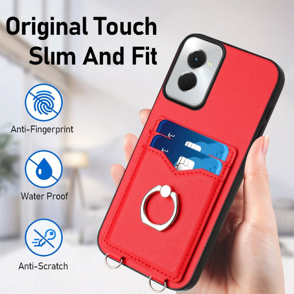 For Motorola Moto G Power 5G 2024 R20 Ring Card Holder Phone Case(Red)
