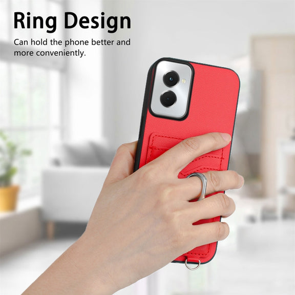 For Motorola Moto G Power 5G 2024 R20 Ring Card Holder Phone Case(Red)