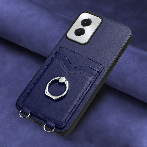 For Motorola Moto G Power 5G 2024 R20 Ring Card Holder Phone Case(Blue)