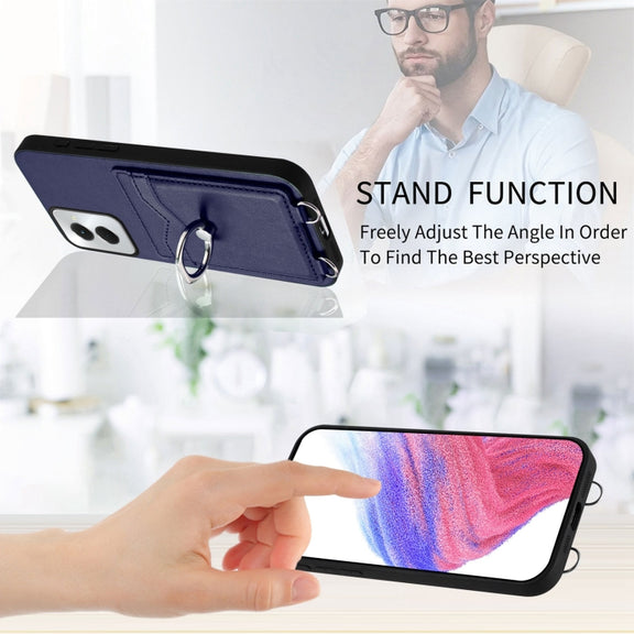 For Motorola Moto G Power 5G 2024 R20 Ring Card Holder Phone Case(Blue)
