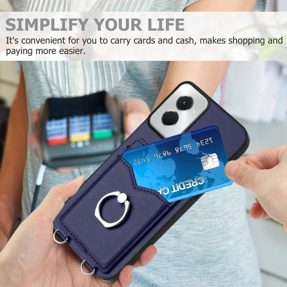 For Motorola Moto G Power 5G 2024 R20 Ring Card Holder Phone Case(Blue)