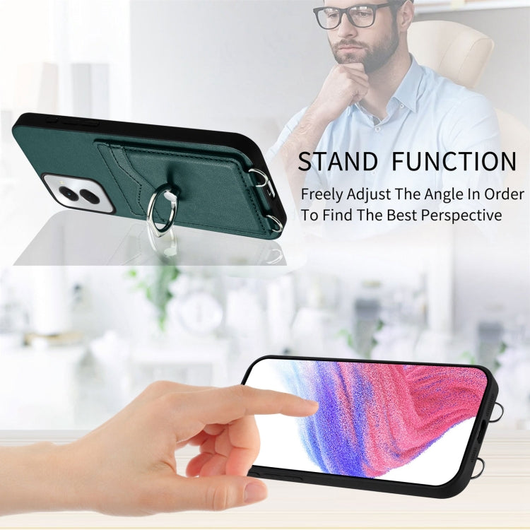 For Motorola Moto G Power 5G 2024 R20 Ring Card Holder Phone Case(Green)