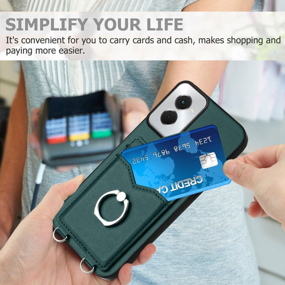 For Motorola Moto G Power 5G 2024 R20 Ring Card Holder Phone Case(Green)