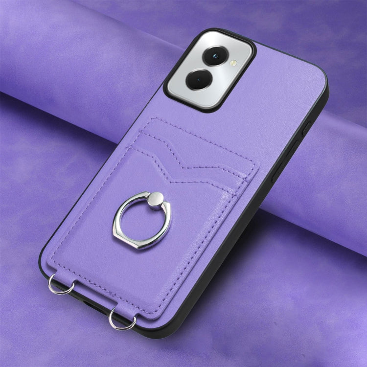 For Motorola Moto G Power 5G 2024 R20 Ring Card Holder Phone Case(Purple)
