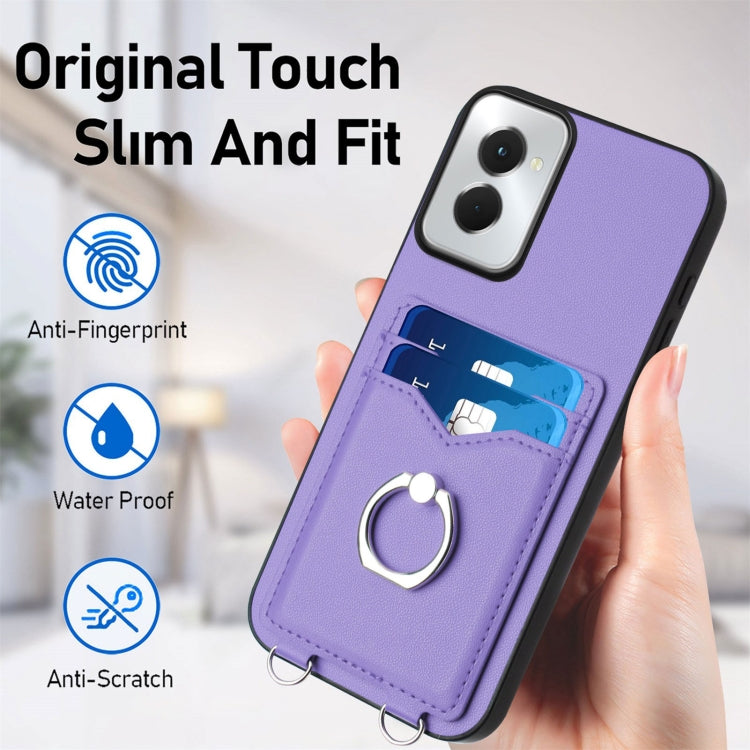 For Motorola Moto G Power 5G 2024 R20 Ring Card Holder Phone Case(Purple)