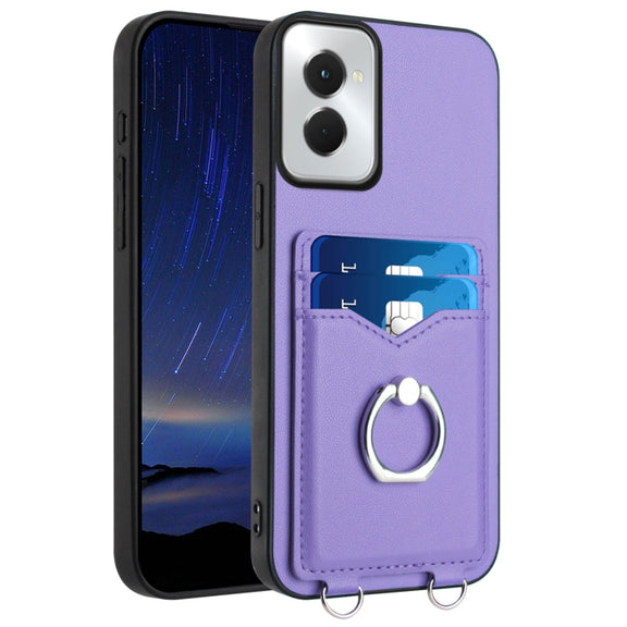 For Motorola Moto G Power 5G 2024 R20 Ring Card Holder Phone Case(Purple)