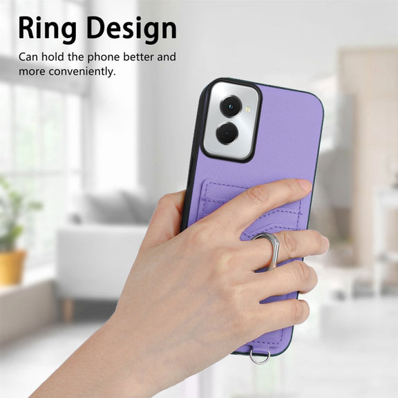 For Motorola Moto G Power 5G 2024 R20 Ring Card Holder Phone Case(Purple)