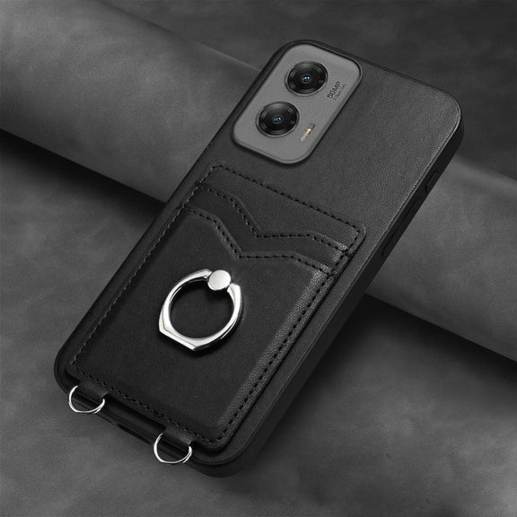 For Motorola Moto G Stylus 5G 2024 R20 Ring Card Holder Phone Case(Black)