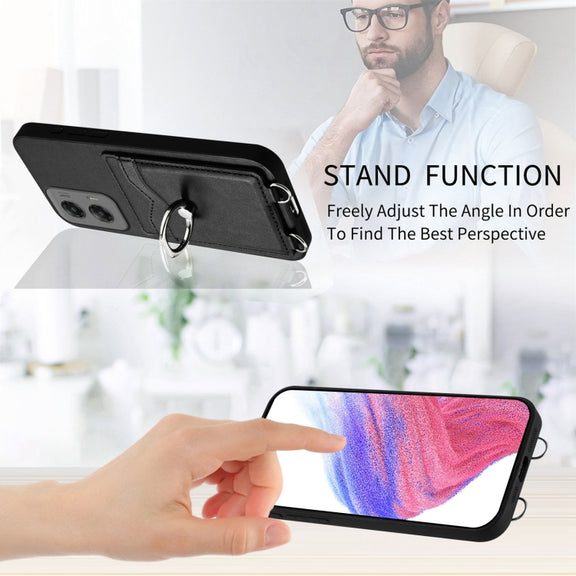 For Motorola Moto G Stylus 5G 2024 R20 Ring Card Holder Phone Case(Black)