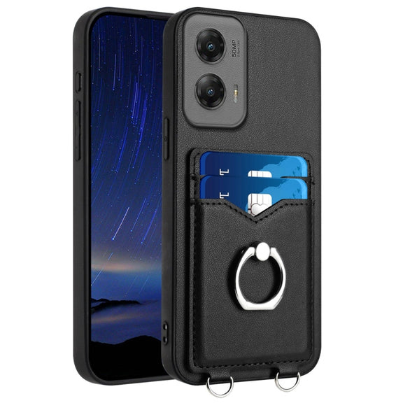 For Motorola Moto G Stylus 5G 2024 R20 Ring Card Holder Phone Case(Black)