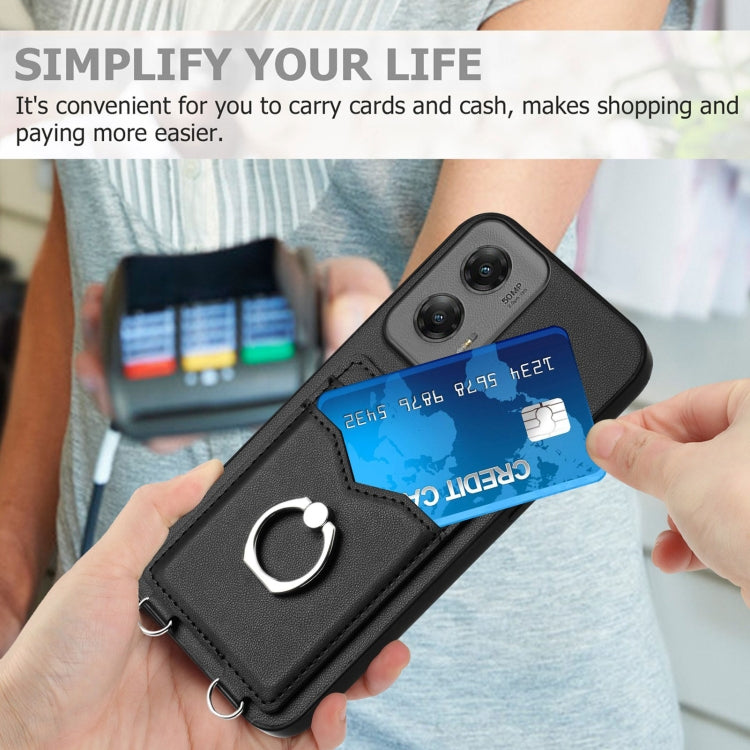 For Motorola Moto G Stylus 5G 2024 R20 Ring Card Holder Phone Case(Black)