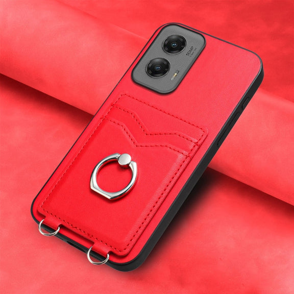 For Motorola Moto G Stylus 5G 2024 R20 Ring Card Holder Phone Case(Red)