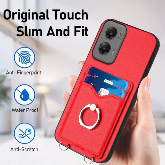 For Motorola Moto G Stylus 5G 2024 R20 Ring Card Holder Phone Case(Red)
