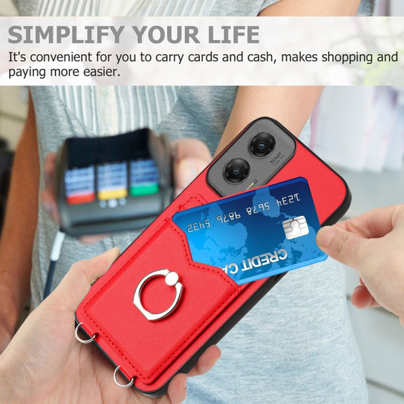 For Motorola Moto G Stylus 5G 2024 R20 Ring Card Holder Phone Case(Red)