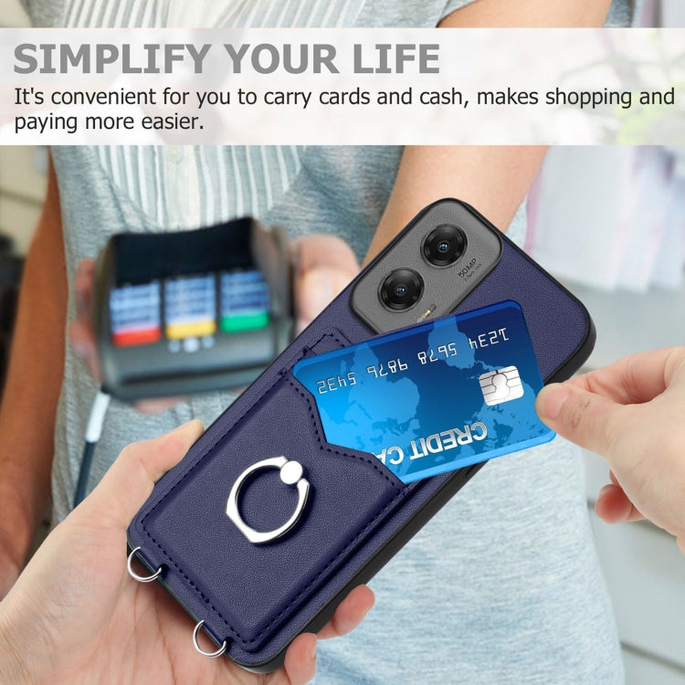 For Motorola Moto G Stylus 5G 2024 R20 Ring Card Holder Phone Case(Blue) - free shipping - PMC Jewellery - Order now!
