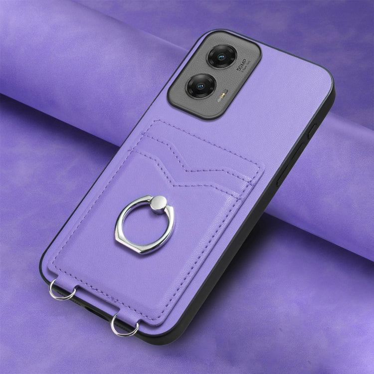 For Motorola Moto G Stylus 5G 2024 R20 Ring Card Holder Phone Case(Purple)