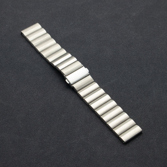 22mm Three Plants Flat Buckle Titanium Alloy Watch Band(Silver)