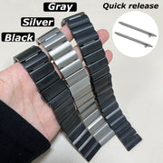 22mm Three Plants Flat Buckle Titanium Alloy Watch Band(Silver)