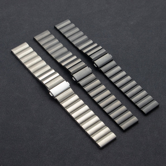22mm Three Plants Flat Buckle Titanium Alloy Watch Band(Grey)