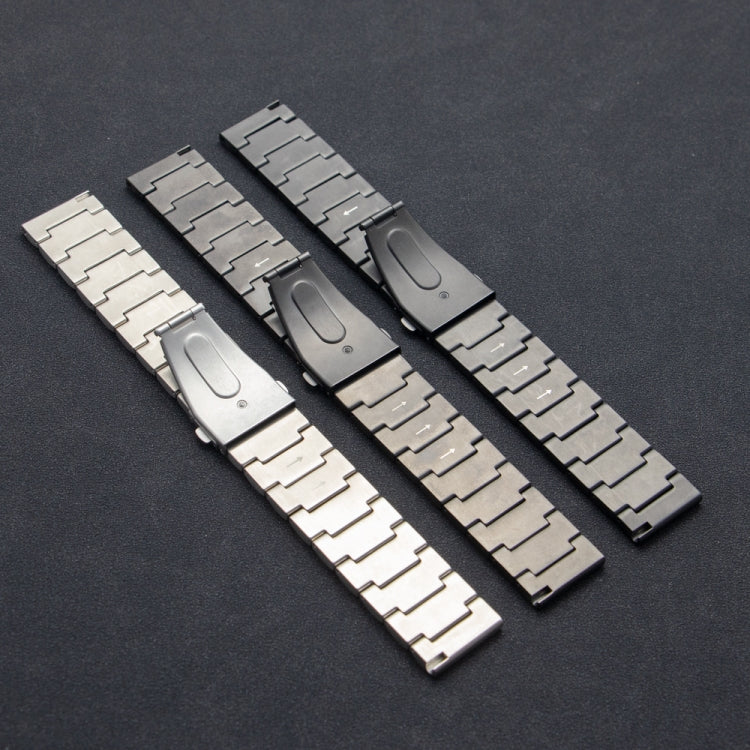 22mm Three Plants Flat Buckle Titanium Alloy Watch Band(Silver)