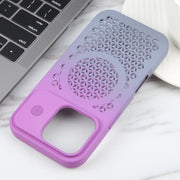 For iPhone 16 Pro Gradient Color Honeycomb Aromatherapy MagSafe Phone Case(Purple Grey)
