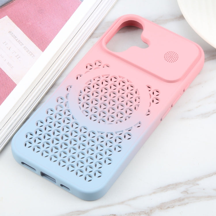 For iPhone 16 Plus Gradient Color Honeycomb Aromatherapy MagSafe Phone Case(Pink Blue) - iPhone 16 Plus Cases by PMC TechLife | Online Shopping South Africa | PMC TechLife | Buy Now Pay Later Mobicred