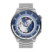 HD Watch X 1.43 inch IP68 BT5.3 Sport Smart Watch, Support Bluetooth Call / Sleep / Blood Oxygen / Heart Rate / Blood Pressure Health Monitor(Silver Steel + Blue Silicone Strap)